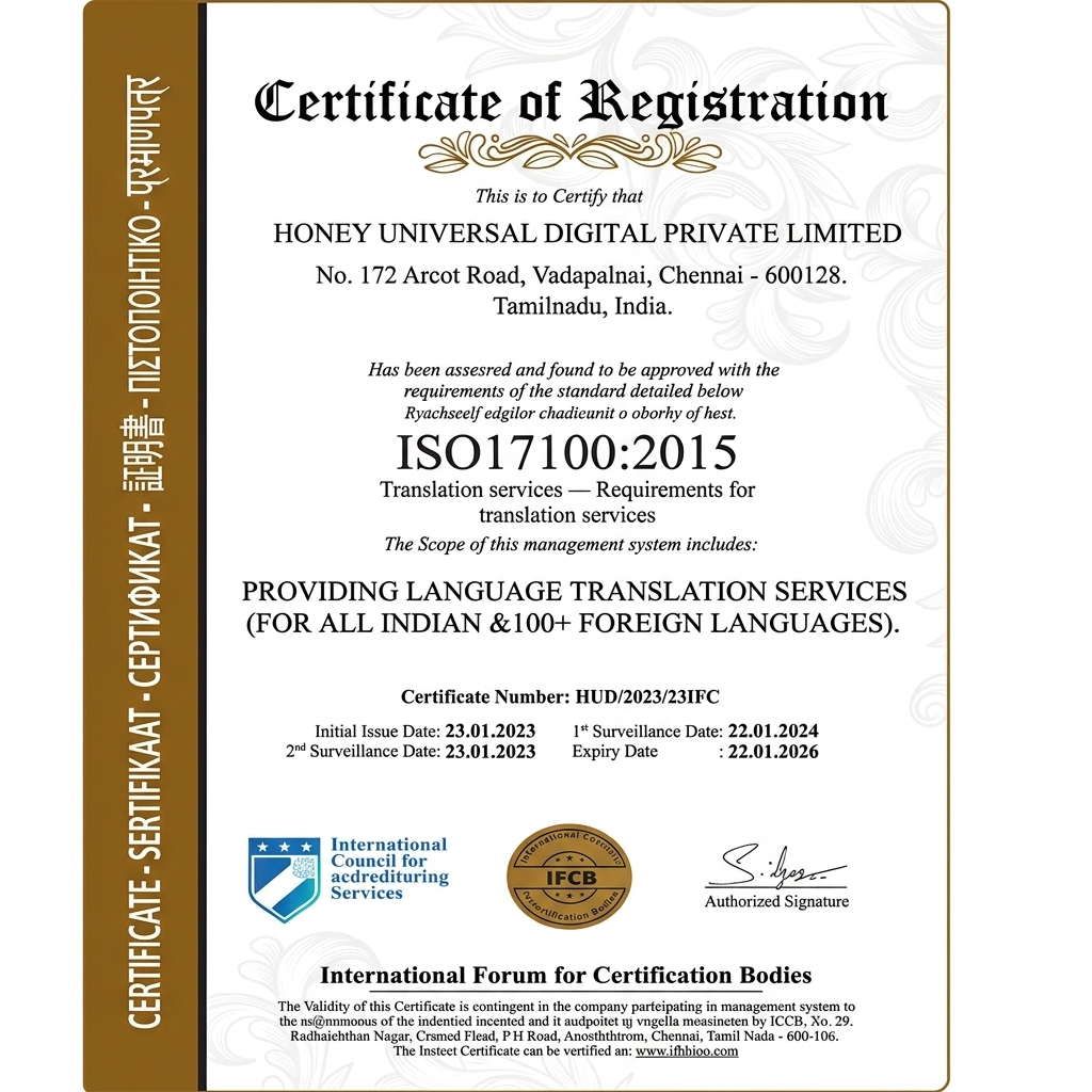 ISO 17100:2015 Certificate